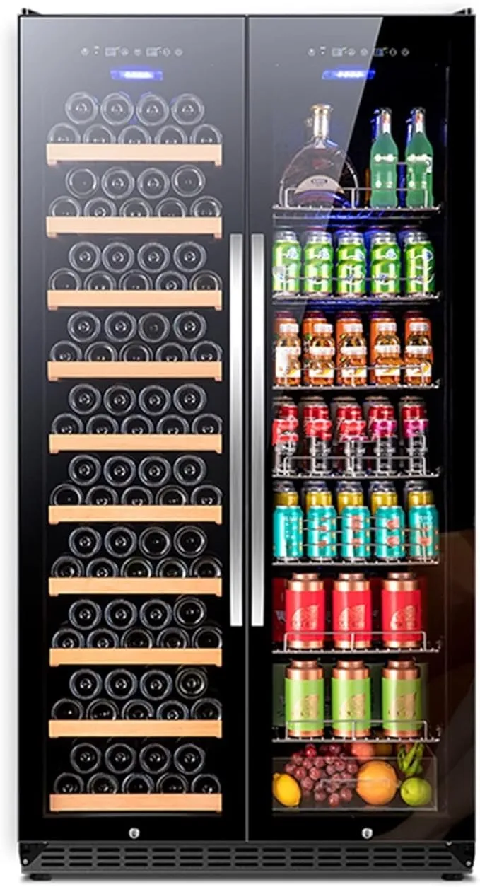 Birnn commercial wine and beverage fridge with vertical glass door showcase design.