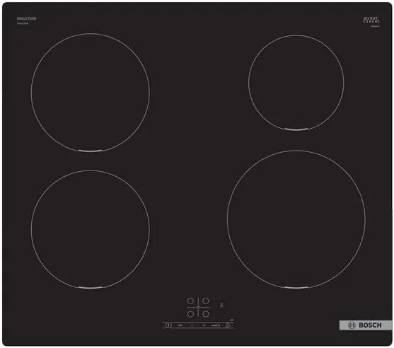 Bosch PUE611BB5E 60 cm induction hob with TouchControl and FlexDirect cooking zones.