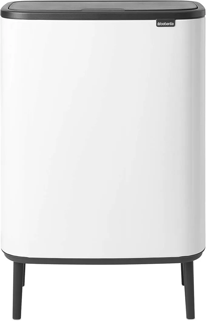 Brabantia Bo Touch Bin Hi 60L large white kitchen waste bin with soft-touch opening.