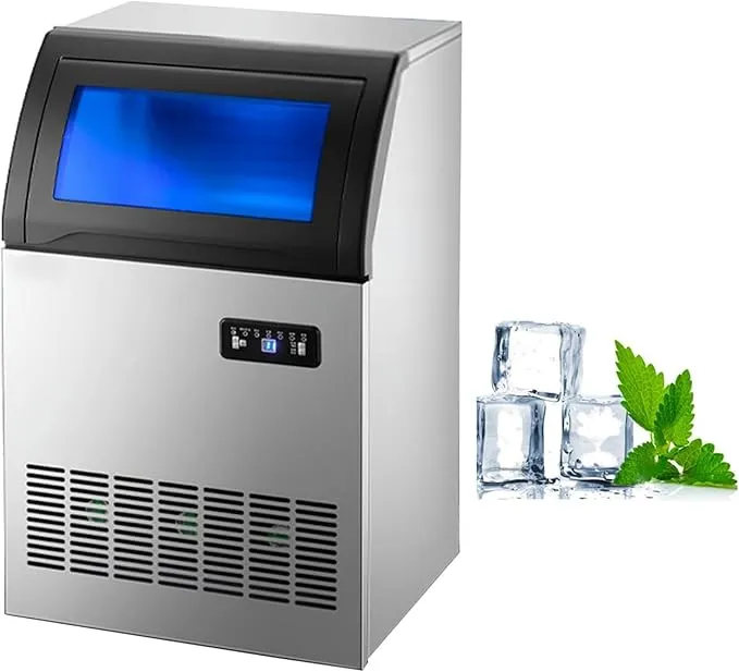 CIADAZ countertop ice maker producing 331LB per 24 hours with 51LB storage, dual mode, and self-cleaning for coffee shop and bar.