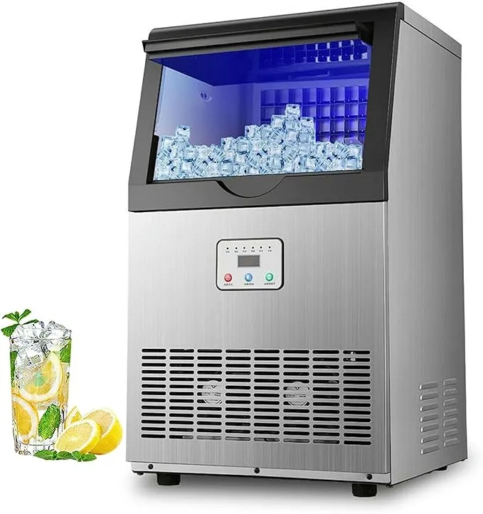 CIADAZ countertop ice maker producing 45kg per 24 hours with 22lbs storage and automatic cleaning for home and bar.