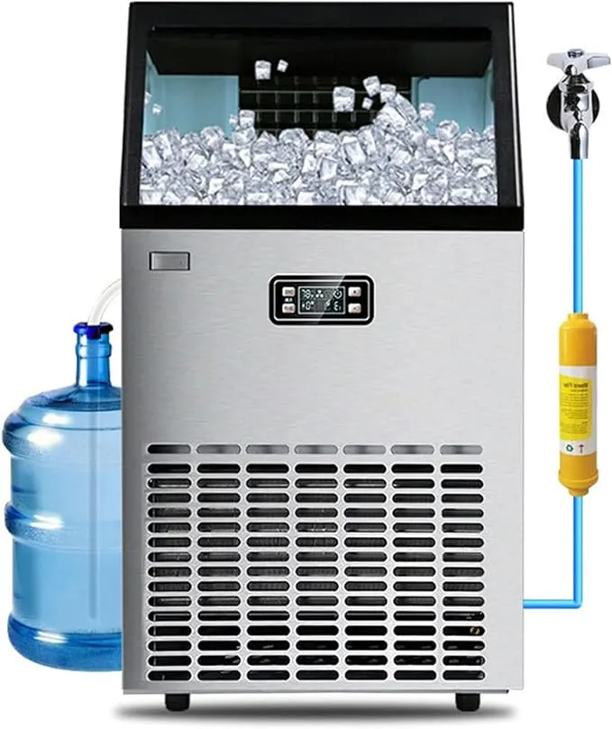 CIADAZ ice maker producing 176lbs per 24 hours with 33lbs storage, LED display, and self-cleaning for home and office.