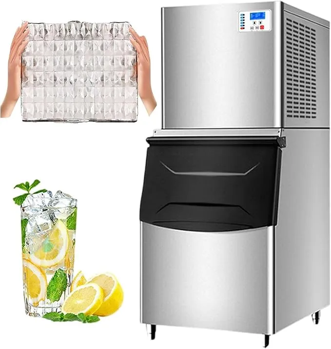 CIADAZ large commercial ice maker producing 150-250kg of bullet ice per 24 hours, automatic and self-cleaning.