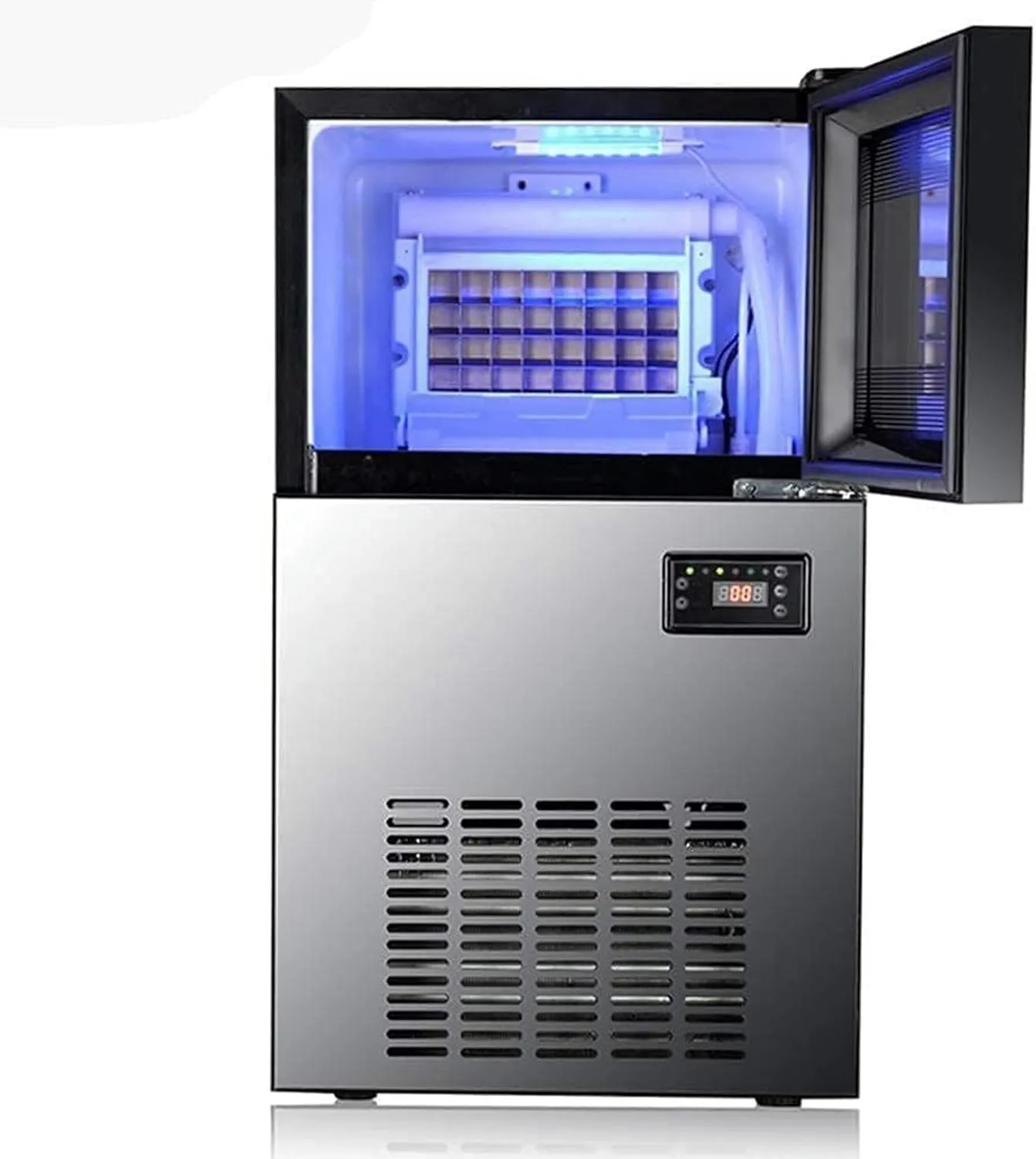 CIADAZ countertop commercial ice maker producing bullet and cube ice in 13 minutes for home, office, and bar.