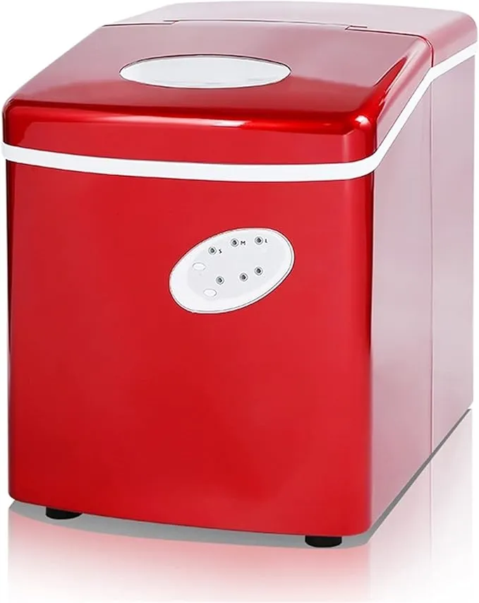 Countertop ice maker producing 18kg of bullet ice per 24 hours, 9 cubes in 6-10 minutes.