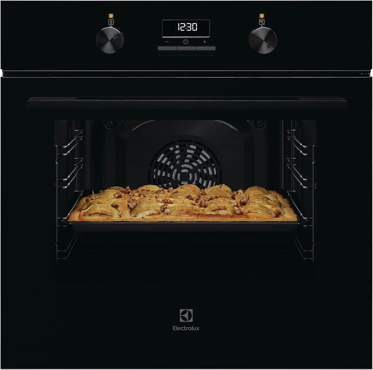 Electrolux UltimateTaste 300 KOH3H00BK 90 cm stainless steel dual-fuel range cooker.