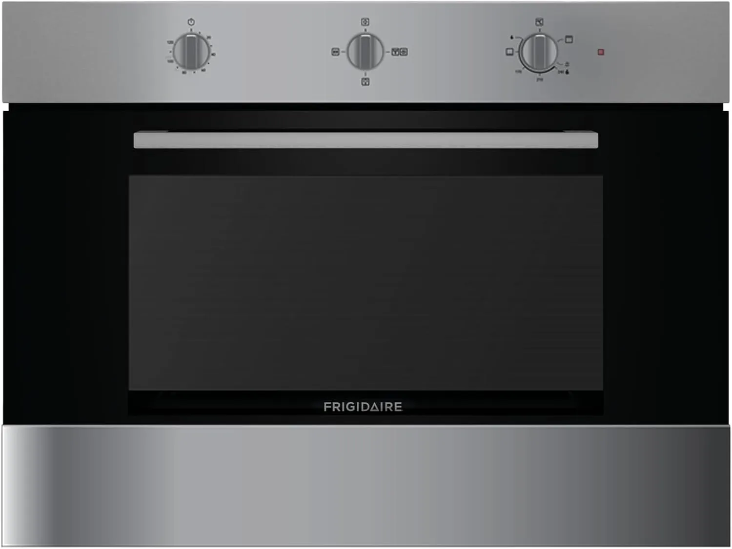 Frigidaire FRG912SC 90 cm stainless steel dual-fuel range cooker with 5-burner gas hob and 5-function electric oven.