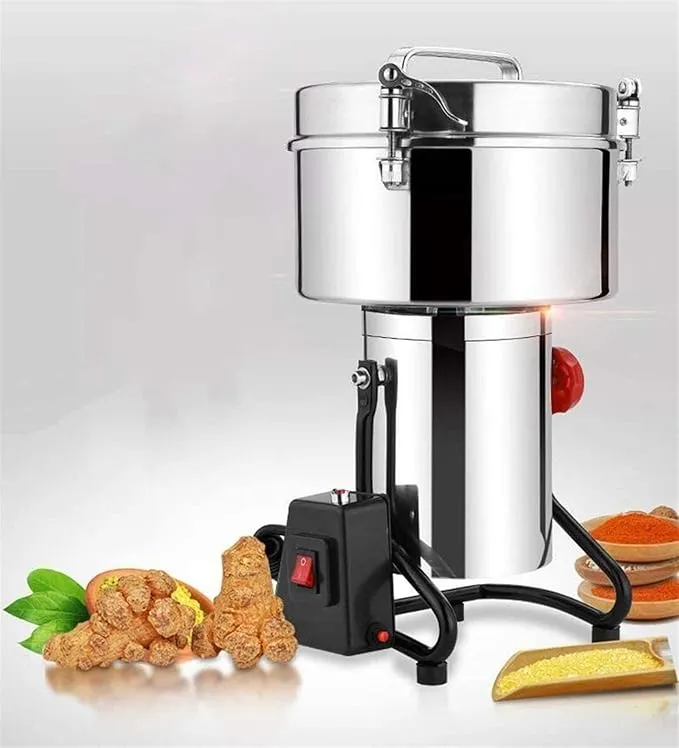 GPERSGU electric grain grinder with 4500g stainless steel swing-type mill for coffee, spices, herbs, and kitchen use.