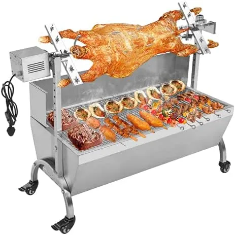 Universal electric rotisserie kit for grilling lamb and outdoor BBQ.
