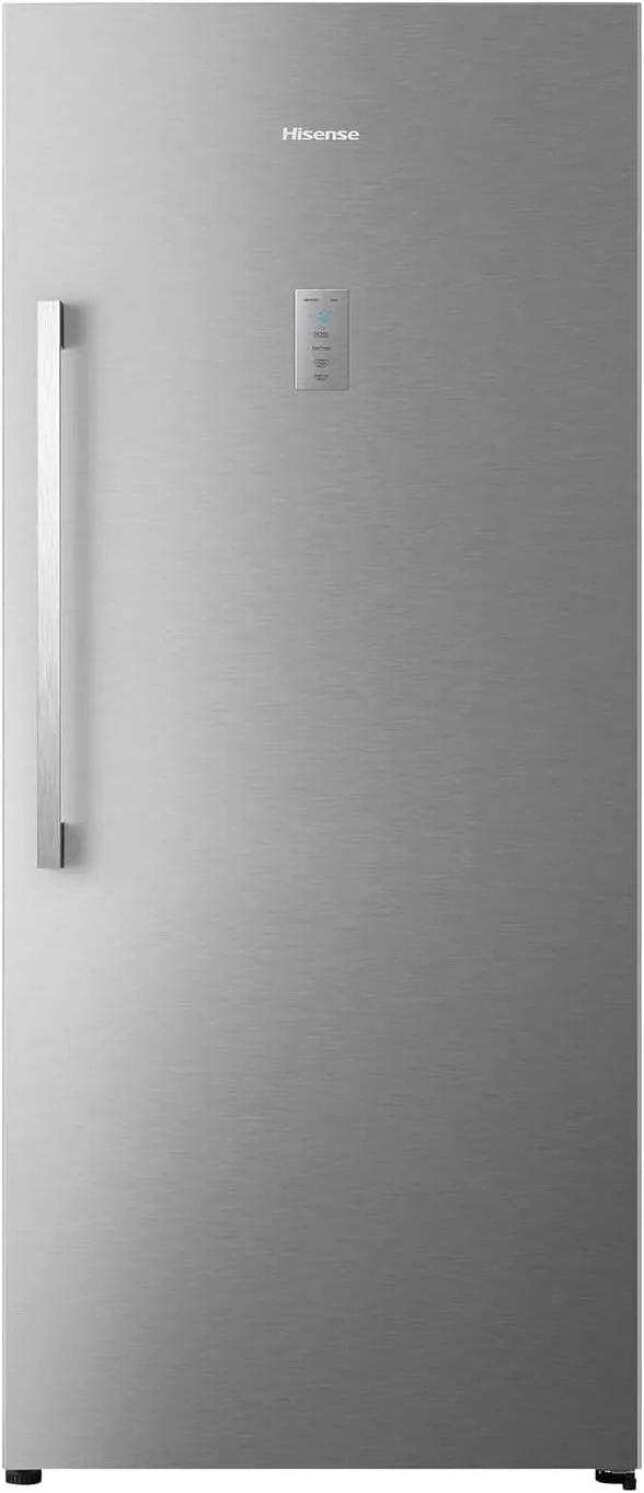 Hisense silver 592L upright freezer with no frost and touch control.
