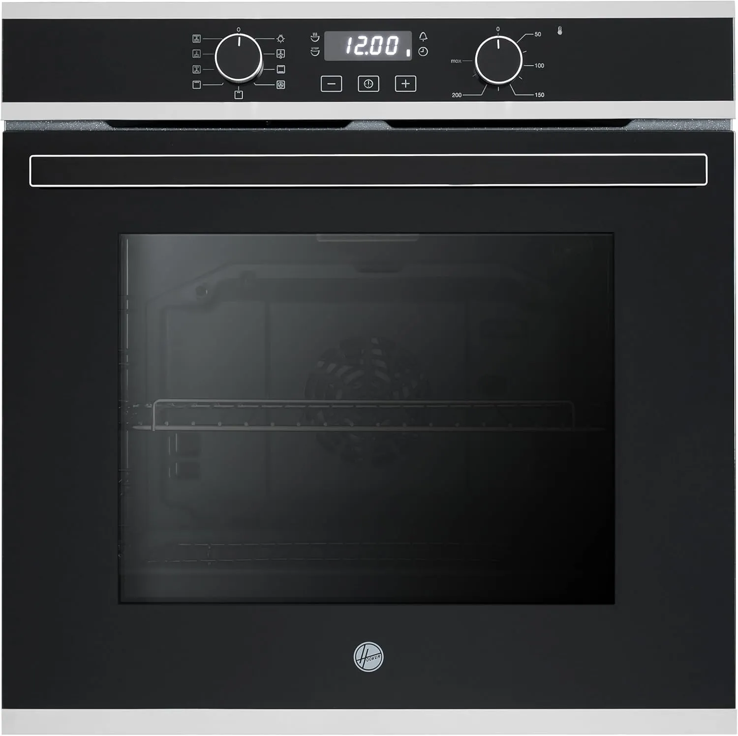 Hoover HGS-97CE 90 cm stainless steel dual-fuel range cooker with 5-burner gas hob and 7-function electric oven.