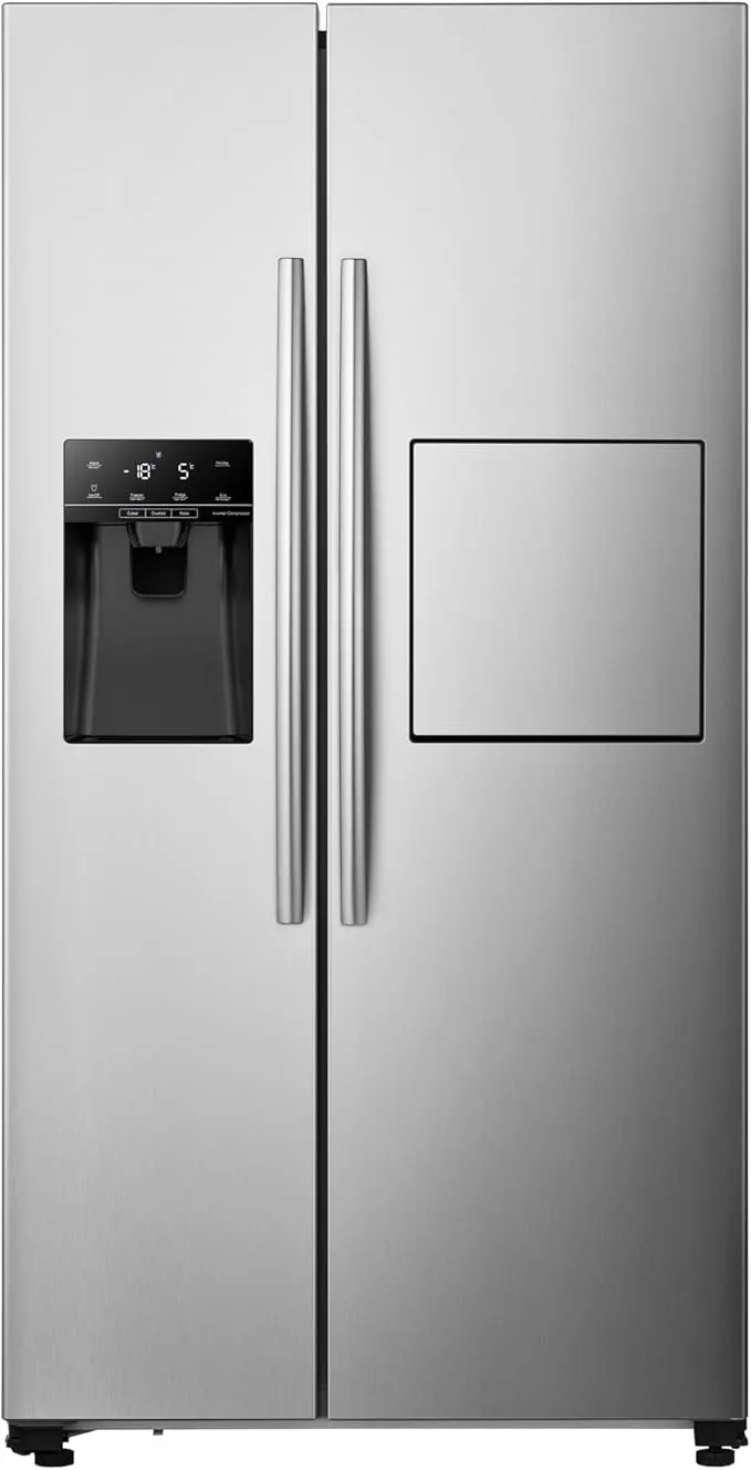 Hoover HSB-H700-BWD side by side refrigerator, 700L inverter with ice and water dispenser and mini bar counter.