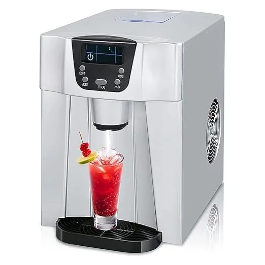 KENONU countertop ice maker producing 33lbs of bullet ice in 24 hours, ready in 7 minutes.