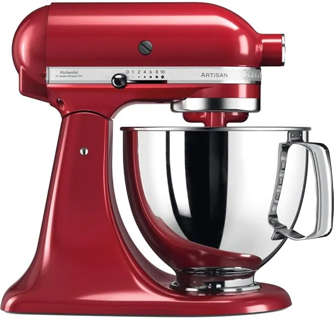 KitchenAid Artisan tilt-head stand mixer in empire red, 4.8L capacity, model 5KSM125BER.