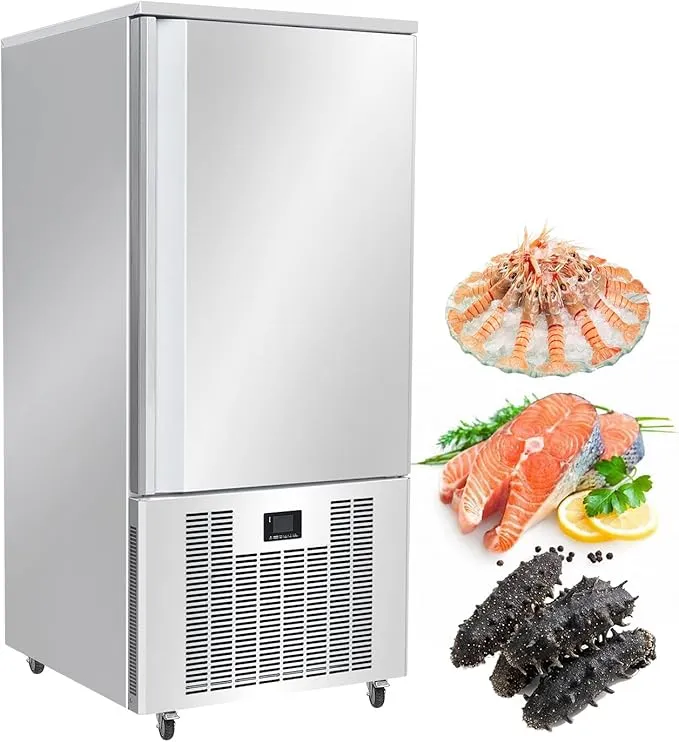 Kolice commercial blast chiller and chest freezer for trays of ice cream, cakes, meat, and desserts.