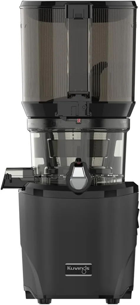 Kuvings AUTO10S easy-clean slow juicer in matte black with 3L capacity and 200W motor for fruits, vegetables, and smoothies.