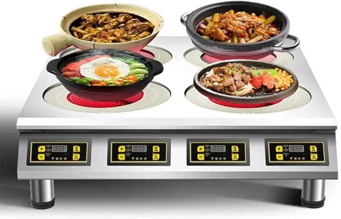 MNSSRN 4-burner electric ceramic stove with 2000W power, suitable for hot pot and various cookware.