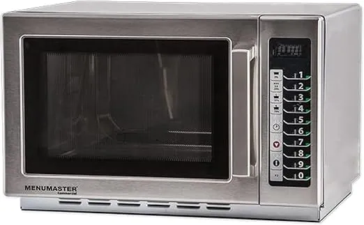 MenuPro commercial microwave in stainless steel kitchen setting.