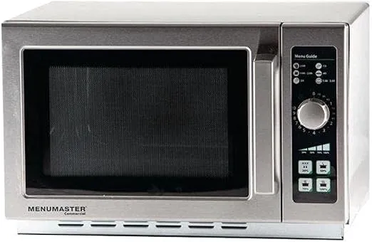 Menumaster RCS511DSEU 34L silver commercial microwave for professional kitchens.
