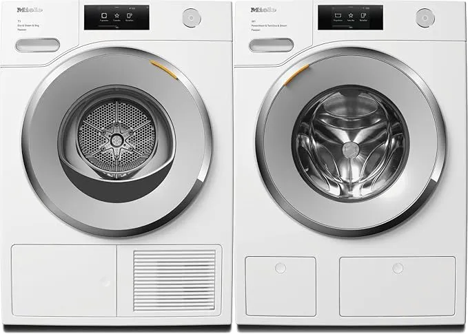 Miele WWV 980 WPS 9kg washing machine, extra quiet with 1600rpm and auto detergent, paired with Miele TWV 780 WP Passion T1 heat-pump dryer.