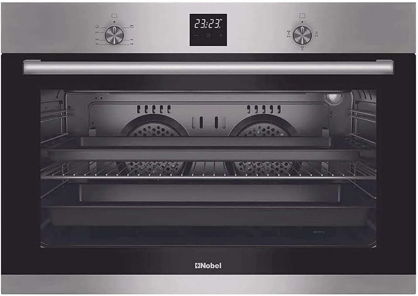 NOBEL NBI93020 60 cm stainless steel built-in electric multifunction oven with catalytic self-clean system.