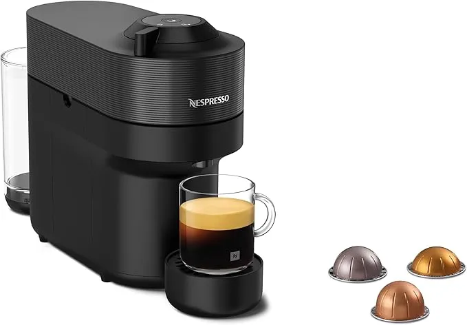 Nespresso Vertuo Pop coffee machine, compact espresso and coffee pod brewer.
