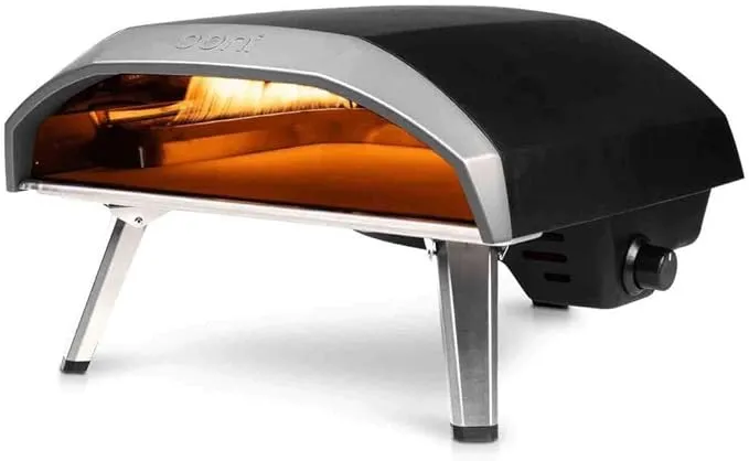 Ooni Koda portable outdoor gas pizza oven for stone-baked pizzas, camping, and backyard cooking.