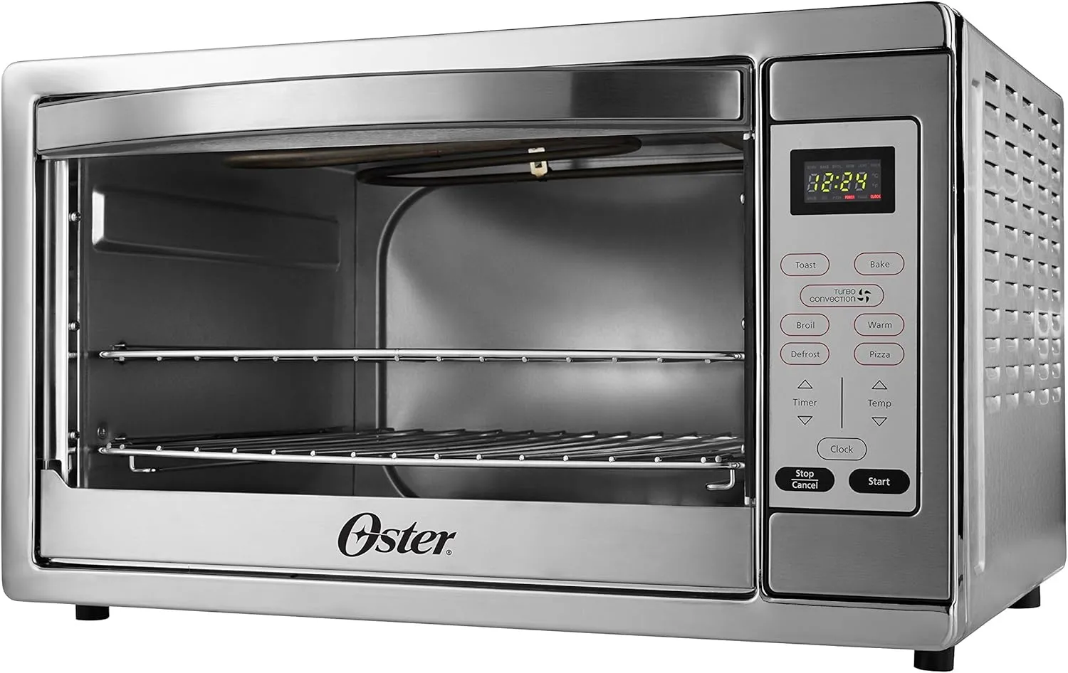 Oster stainless steel 4-slice countertop pizza and bake toaster oven.