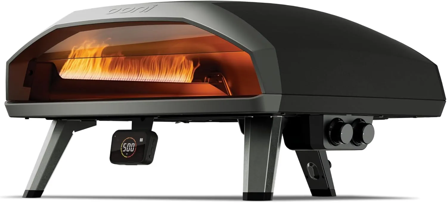 Portable outdoor gas pizza oven cooker for making pizzas.