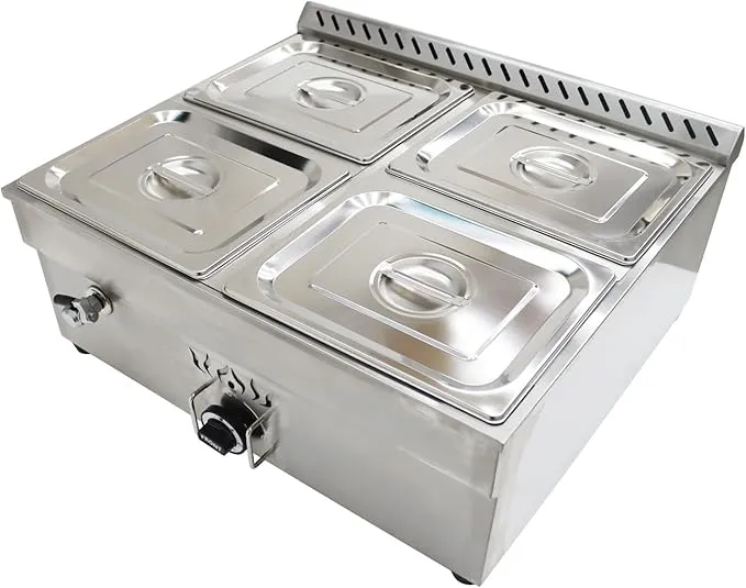 ProHeat LP gas bain marie warming soup in stainless steel container.