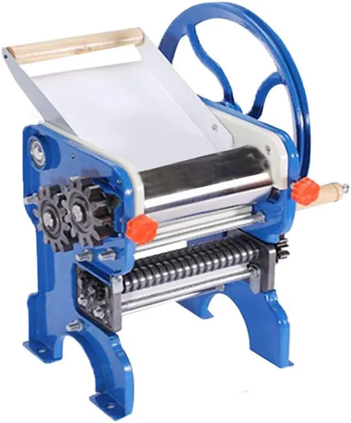 Raitron adjustable thickness pasta roller cutter machine for spaghetti and fettuccine.