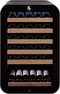 SWISSCAVE 1-zone wine cooler, 35-bottle retro fridge in black, 83cm tall.