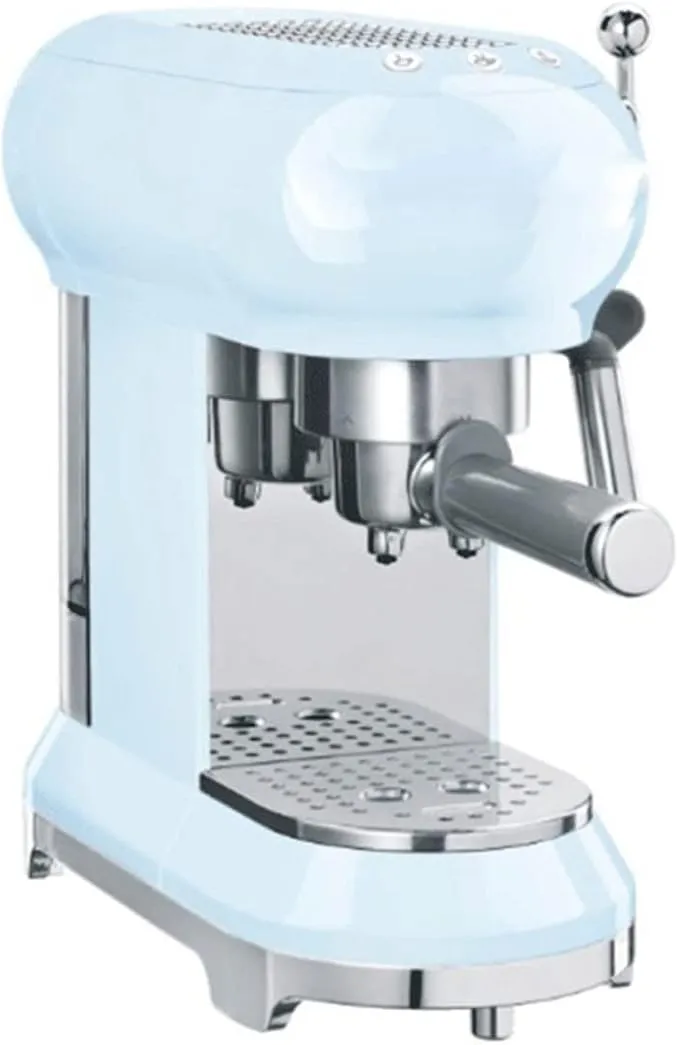 Semi-automatic espresso coffee machine with steam frother, compact design for home and office use.