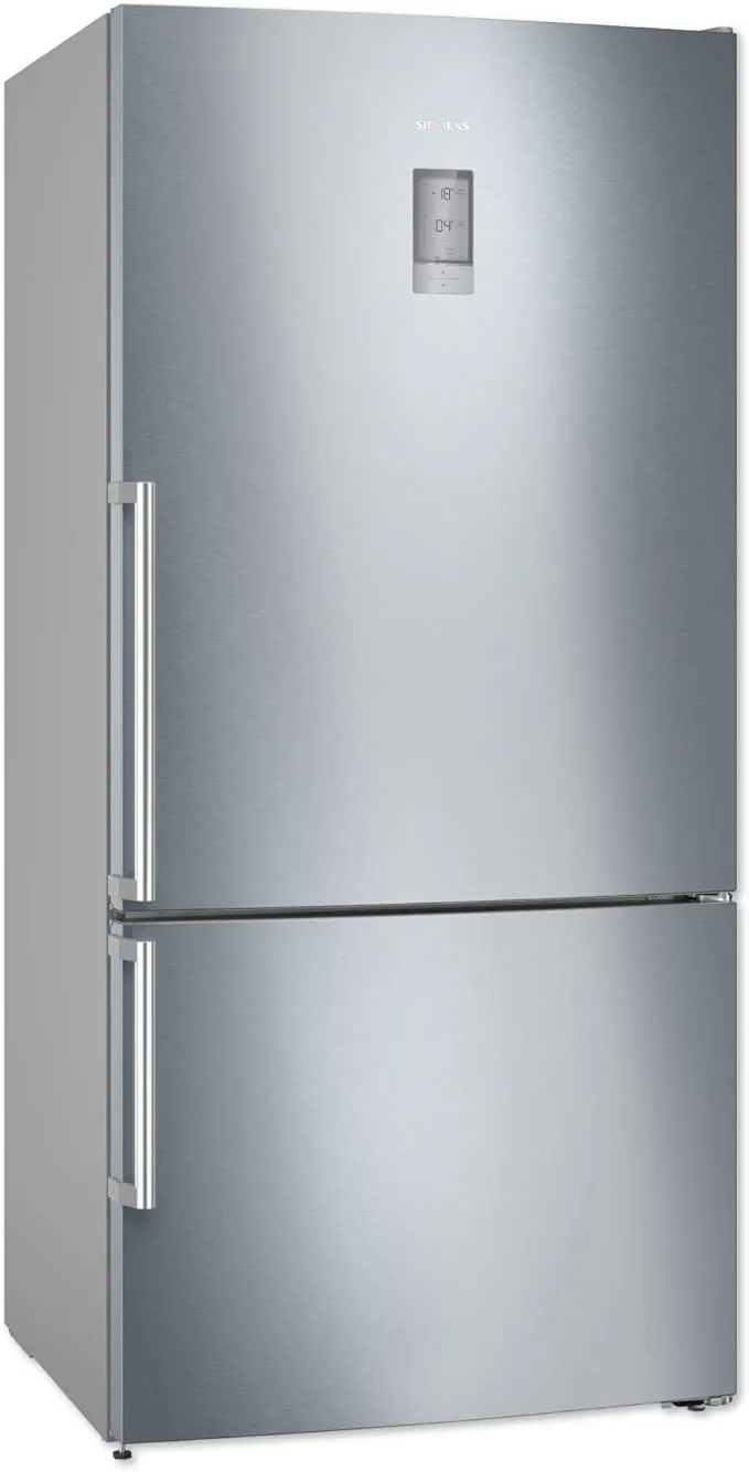 Siemens iQ300 freestanding fridge freezer with 485L capacity and bottom freezer design.