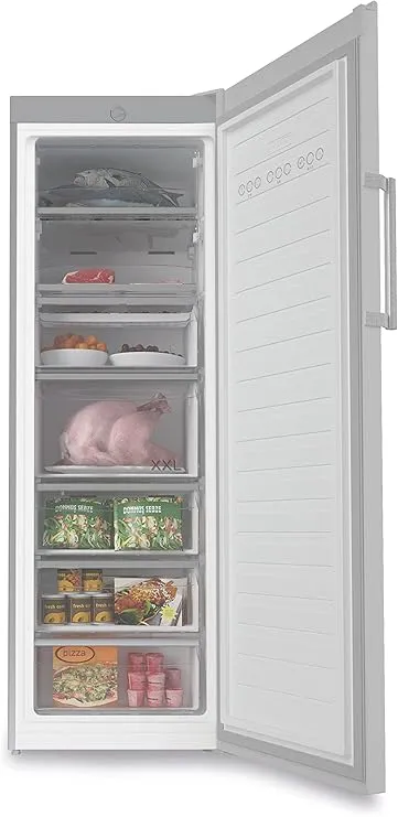 Simfer 290L upright freezer with A+S energy rating and spacious storage.
