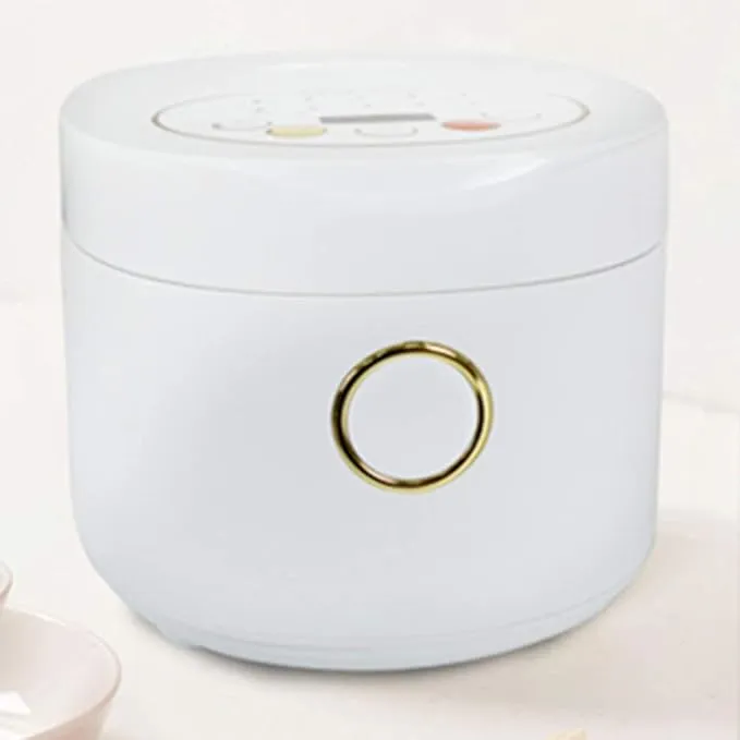 Smart multi-function mini rice cooker for 3-4 people with timer, in white.