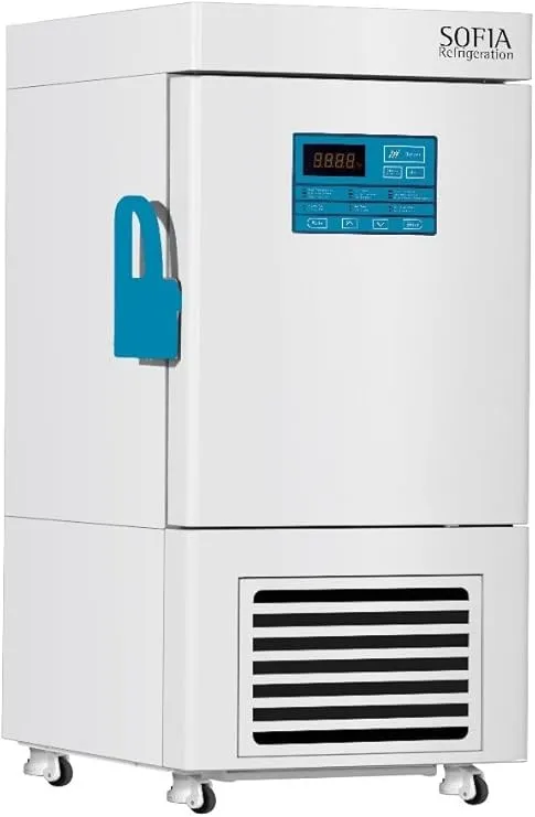 SofiaCryo ultra low temperature freezer with auto cascade system for medical and commercial storage.