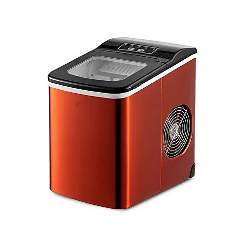 Stainless steel under-counter ice maker with self-cleaning and three water inlets for home, office, and restaurant.