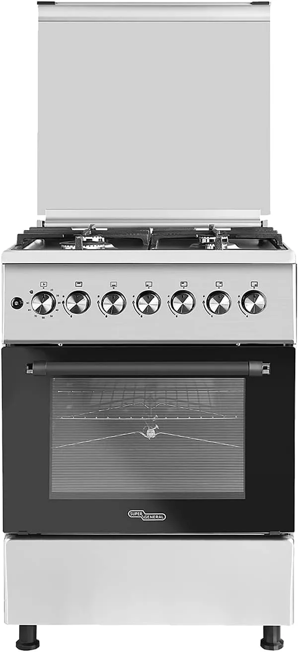 SuperGeneral SG-90DFGS stainless steel freestanding dual-fuel range cooker with full safety features.