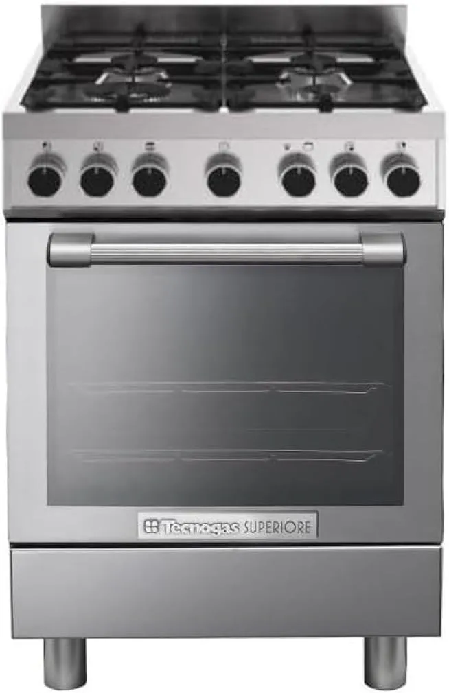 ecnogas Superiore gas cooker with 72L oven, convection fan, cast iron grid, and removable glass door.ecnogas Superiore gas cooker with 72L oven, convection fan, cast iron grid, and removable glass door.