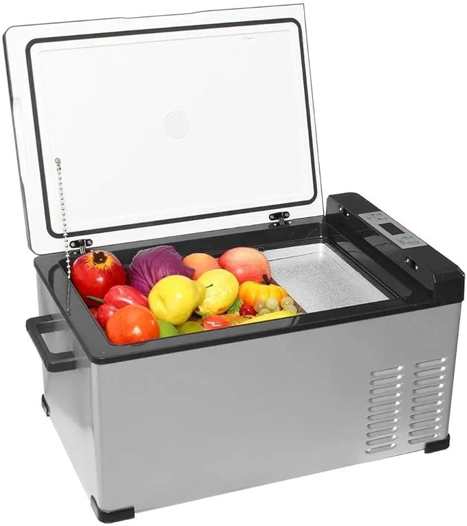 YHUAEE portable car refrigerator with compressor, dual-use mini fridge and freezer.