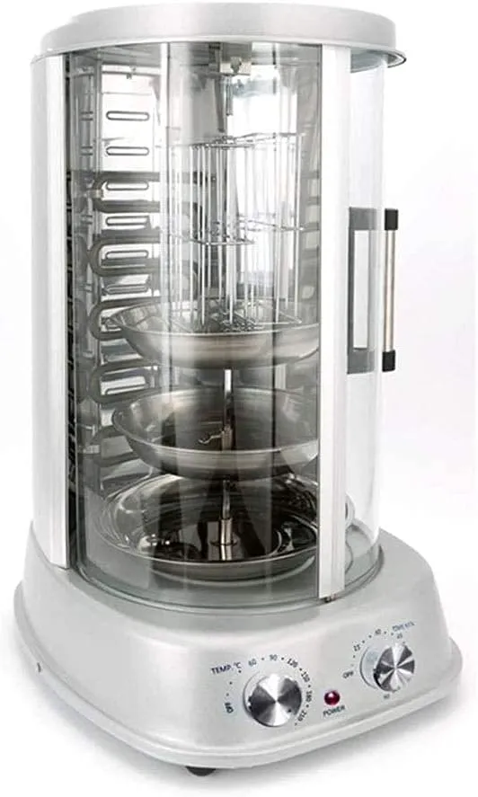 Professional vertical rotisserie grill with stainless steel electric kebab toaster oven.