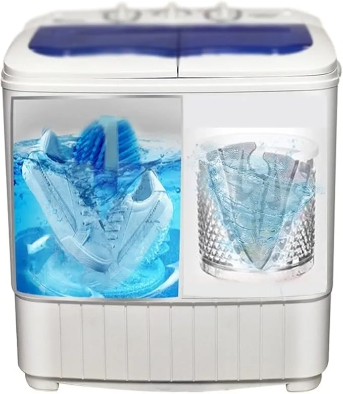 ZKSKOX portable two-drum washer with timing function for washing shoes and clothes.