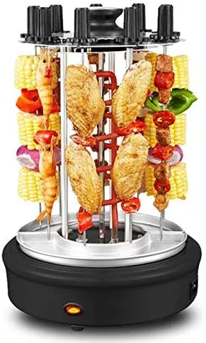 Automatic electric smokeless rotisserie grill with 360-degree rotation for even cooking.