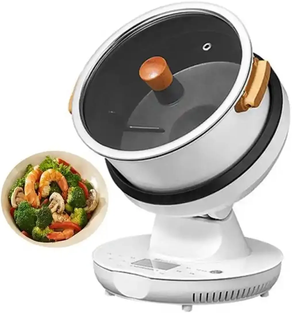 BDJSN commercial automatic 6L rotary cooking machine with non-stick pan for efficient frying.
