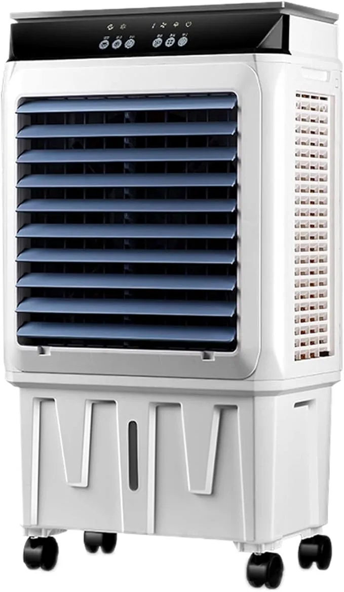 BaiBnn 45L portable evaporative air conditioner with 3-speed cooling fan and remote control for indoor and outdoor use.