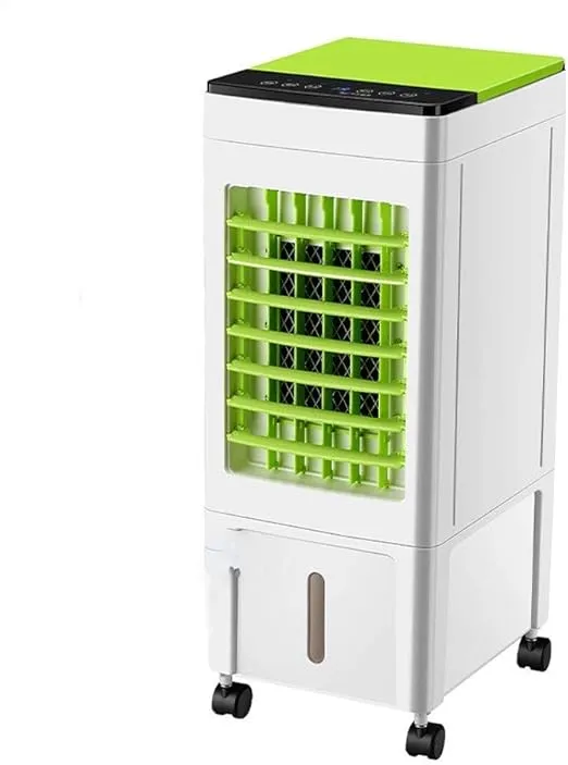 BreezeMate 60W portable air cooler with remote control and 3-speed fan for personal cooling.