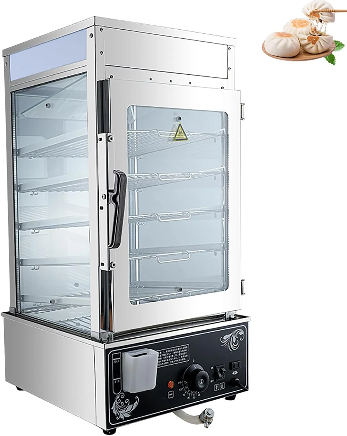 Commercial electric stainless steel bain marie food warmer countertop buffet unit for professional kitchens.