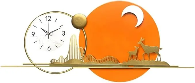 Gerrit large round wall clock with modern moon design for living room home decor.