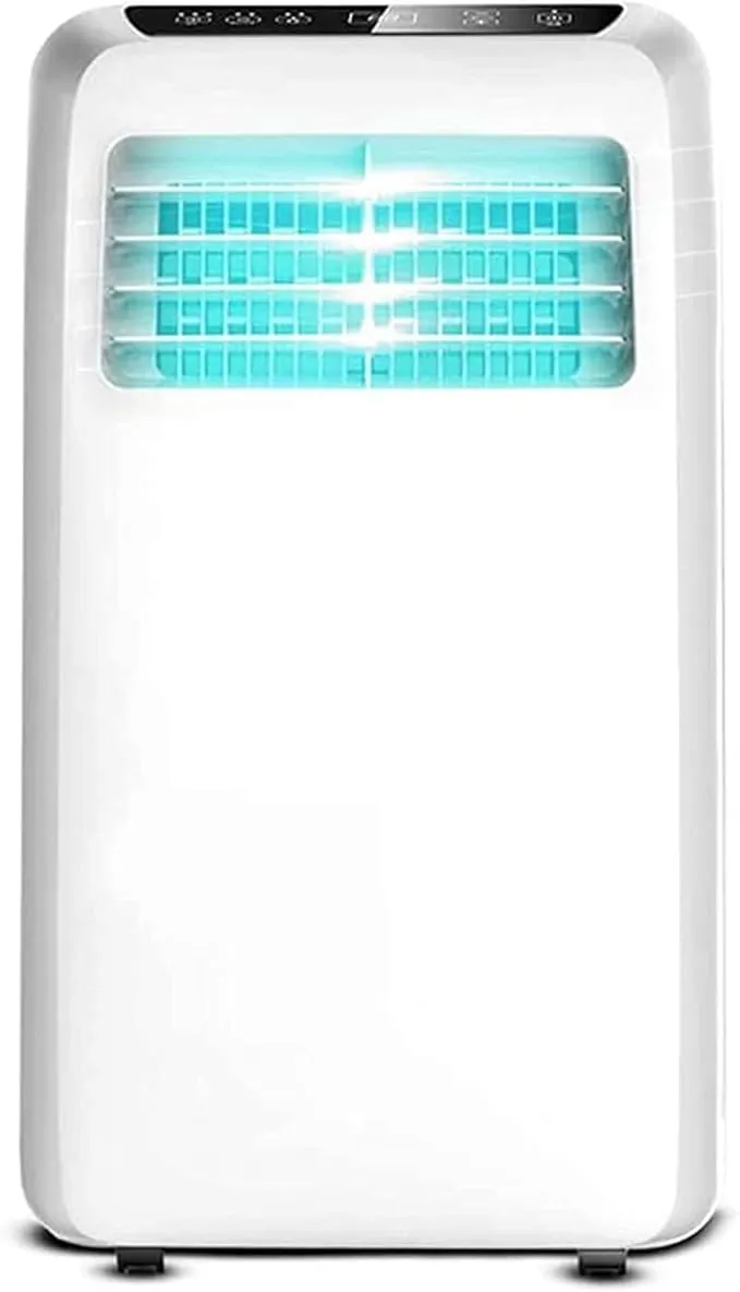 HEJLZC portable air conditioner with silent cooling, dehumidifier, and remote control for small rooms.